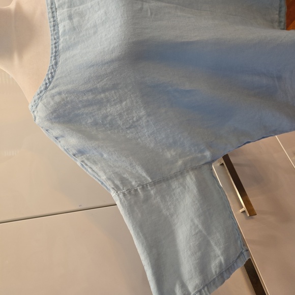 Eileen Fisher 100% Organic Linen Short Sleeve Top Blouse Light Blue Size Large - Picture 5 of 8